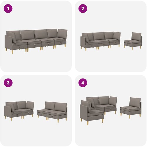  Set namje&amp;scaron;taja za dnevni boravak 4 pcs Sivosmeđa Tkanina Slike