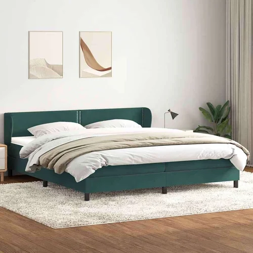 Box Spring krevet s madracima tamnozeleni 180x210 cm baršun