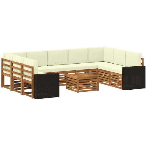  Setovi sofa 10 pcs Prirodna i krem Čvrsto drvo akacije Slike