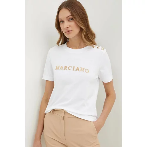 Marciano Guess Bombažna kratka majica VIVIANA ženska, bela barva, 4GGP18 6255A