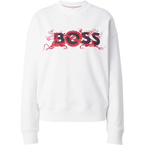 BOSS Black Sweater majica 'Econa' crvena / crna / bijela