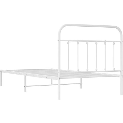  Metalni okvir za krevet s uzglavljem bijeli 107x203 cm Slike