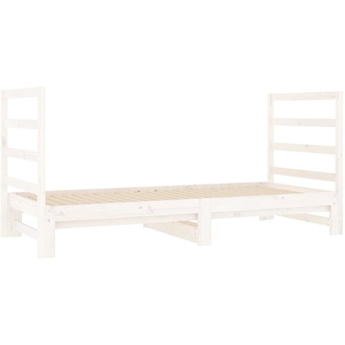  Dnevni ležaj na izvlačenje bijeli 2x(90x190)cm masivna borovina Slike