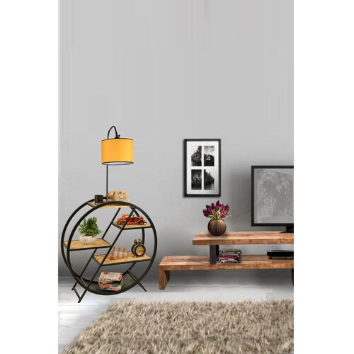 Opviq Plüton Yanık Lambader Silindir Hardal Abajurlu Yellow Floor Lamp Slike