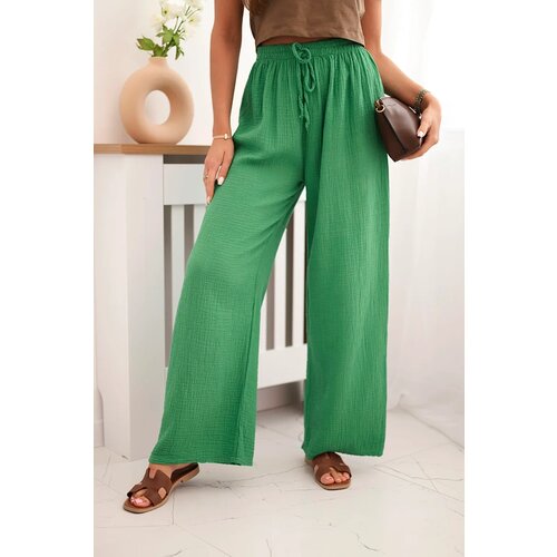 Kesi Włoski Muslin pants with a wide leg green Cijene