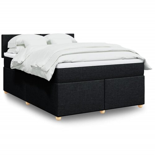 vidaXL Box spring postelja z vzmetnico črna 140x200 cm blago Cene