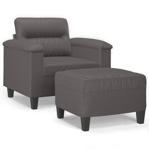 vidaXL Fotelja s tabureom siva 60 cm od umjetne kože Cijene