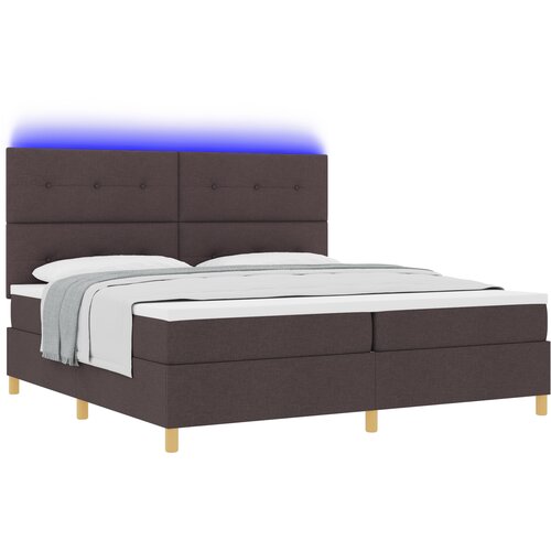 vidaXL Postelja z Box Spring in Mattresom & LED Temno Rjava 200x200 cm Tkanina, (22067225) Cene