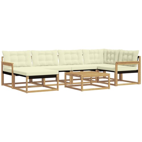  Set vanjskih sofa 7 kom. Bijela i krem Čvrsto drvo akacije 79 x 79 x 37 cm Slike