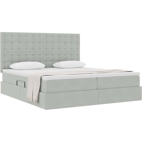  Krevet s od storage Svijetlo siva 200 x 200 cm Bar&amp;scaron;un Svjetlosiva Slike