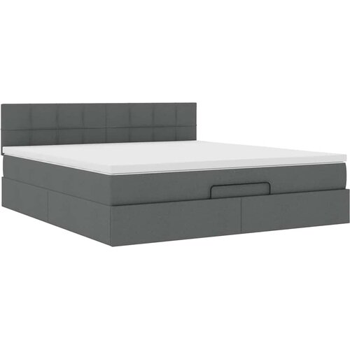  Otomanski krevet s madracem i LED tamnosivi 180x200cm tkanine Slike