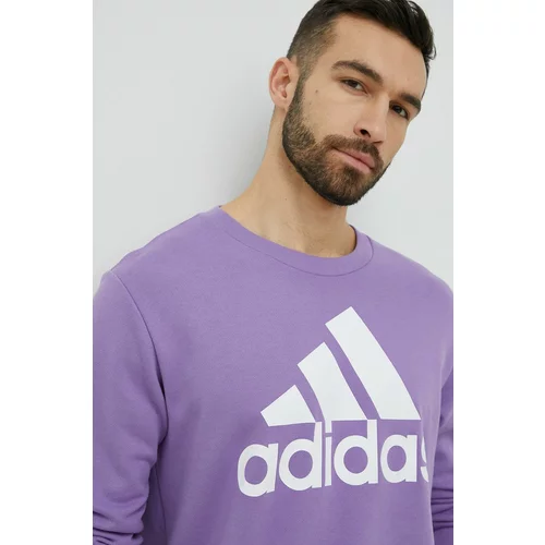 Adidas Pamučna dukserica za muškarce, boja: ljubičasta, s tiskom