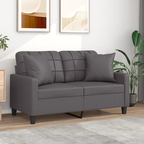 VidaXL Dvosjed s ukrasnim jastucima sivi 120 cm od umjetne kože Slike