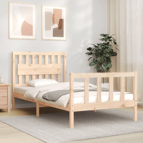 VidaXL Posteljni okvir z vzglavjem 100x200 cm trden les Slike