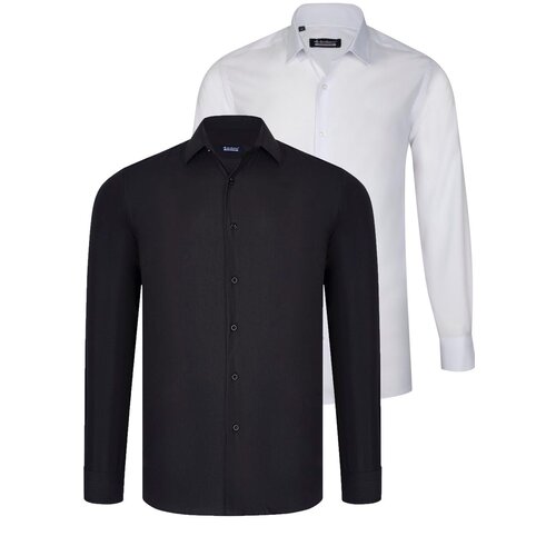 Dewberry DUAL SET G726 MEN'S SHIRTS-WHITE-BLACK Cene