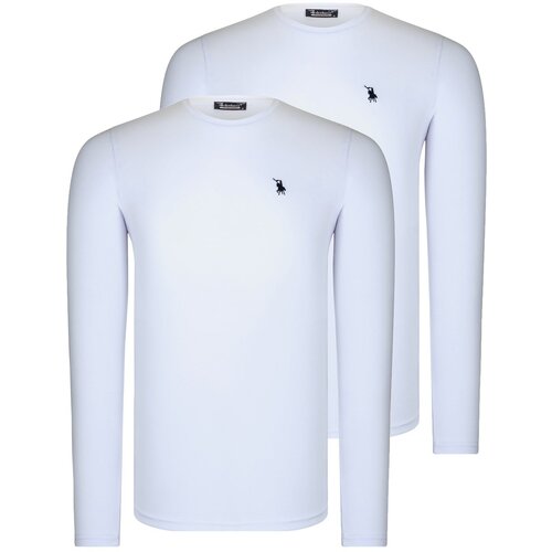 Dewberry DOUBLE SET T8588 ROUND COLLAR MEN'S SWEATSHIRT-WHITE-WHITE Cene