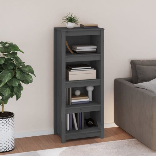 vidaXL Knjižna omara siva 50x35x125,5 cm trdna borovina Cene