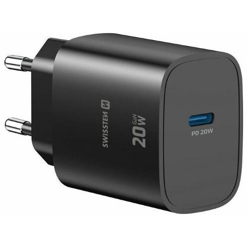 Swissten Polnilec EDGE GaN 1XUSB-C, 20W, črn Slike