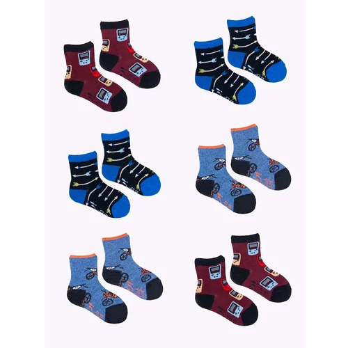 Yoclub kids's boys' cotton socks patterns colours 6-pack SKA-0117C-AA00-001