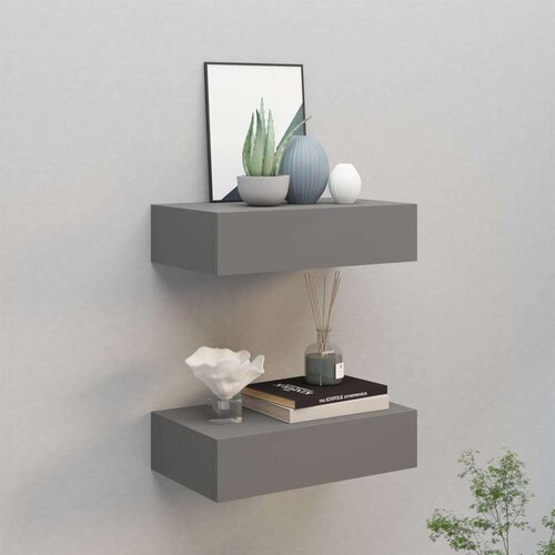  Zidne police s ladicama 2 kom sive 40 x 23 5 x 10 cm MDF Cijene