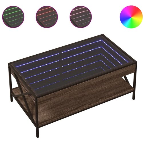 Maison Chic Klubska mizica - kavna mizica - Nizka mizica z neskončnimi LED rjavi hrast 90x50x38 cm, (21752316) Cene