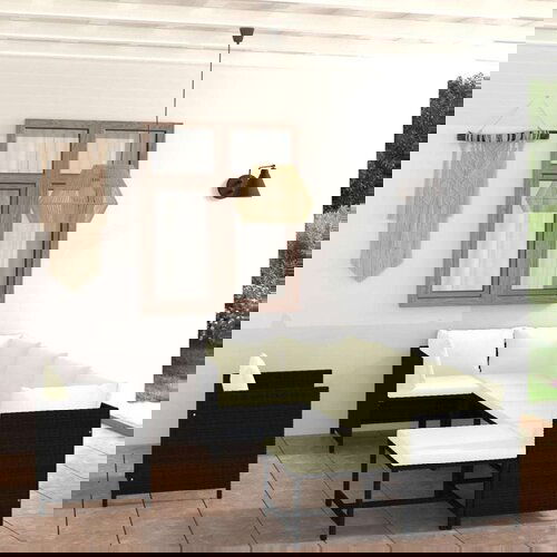 Poli 7-dijelna vrtna garnitura od poliratana s jastucima crna Cijene