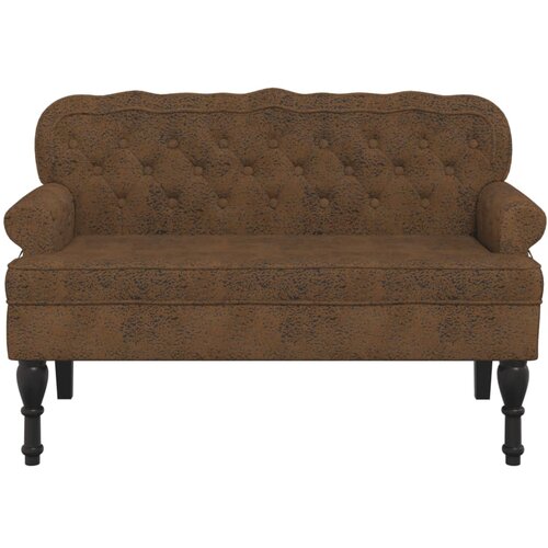  Klupa s naslonom smeđa 119,5x64,5x75 cm umjetna bru&amp;scaron;ena koža Slike