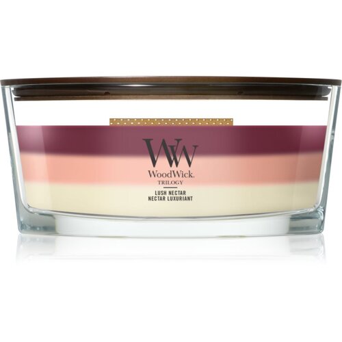 WoodWick Trilogy Lush Nectar di&scaron;eča sveča z lesenim stenjem 453.6 g Cene