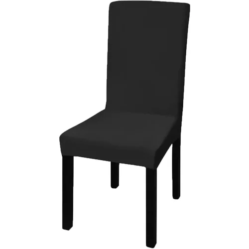  Ravne rastezljive navlake za stolice 6 kom crne