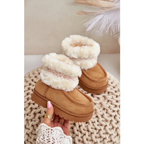 FR1 Snow Boots Kids With Fur And Pattern Camel Melefia Slike