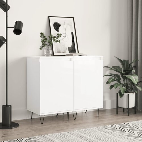 VidaXL Komoda 2 kosa visok sijaj bela 40x35x70 cm inženirski les Slike