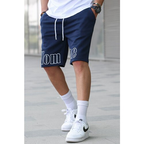 Madmext Men's Printed Navy Blue Capri Shorts 5439 Cene