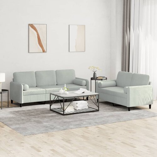 vidaXL 2-dijelni set sofa s jastucima svjetlosivi bar&scaron;unasti Cene