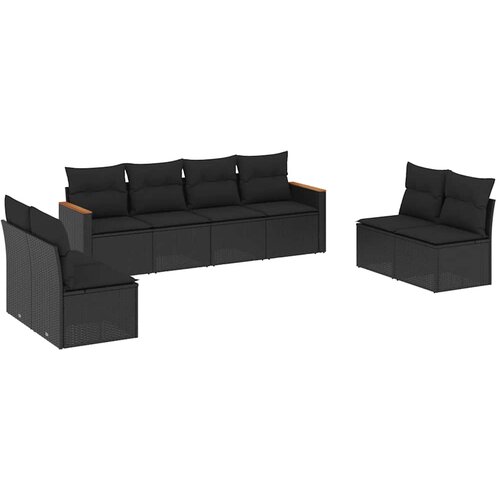  8-dijelni set vrtnih sofa od poliratana s jastucima crni Crna 61 x 62 x 69 cm Slike
