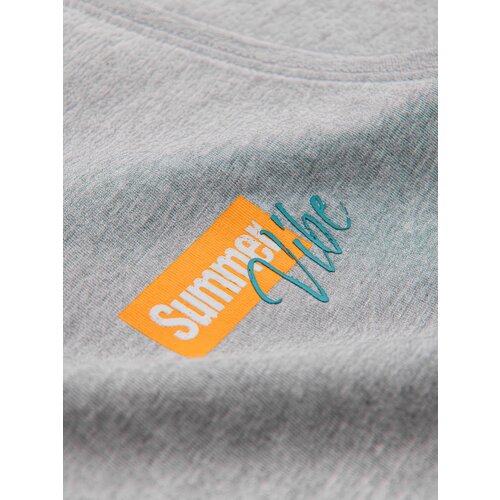 Ombre Summer Vibe printed men's cotton tank top - grey melange Cene