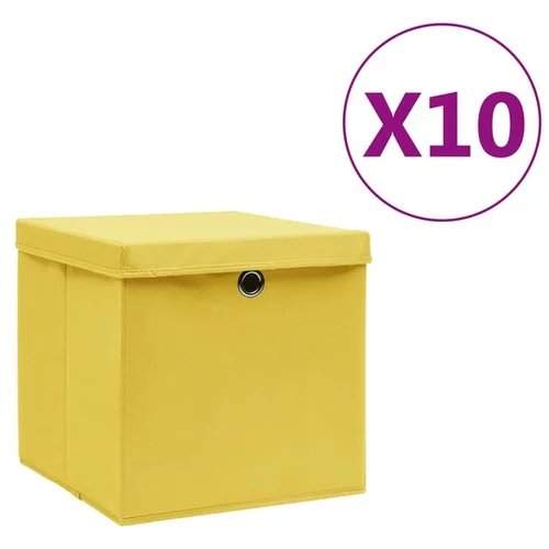  Škatle s pokrovi 10 kosov 28x28x28 cm rumene