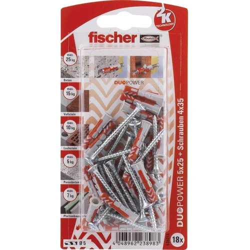 Fischer Set tipli sa vijcima DUOPOWER 25 mm 535213 1 set