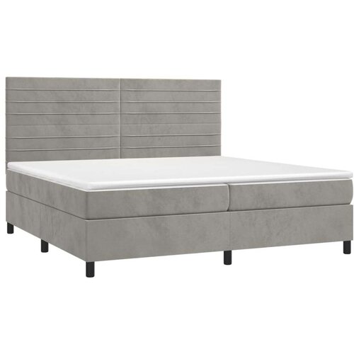  Krevet box spring s madracem LED svjetlosivi 200x200 cm bar&amp;scaron;un Slike
