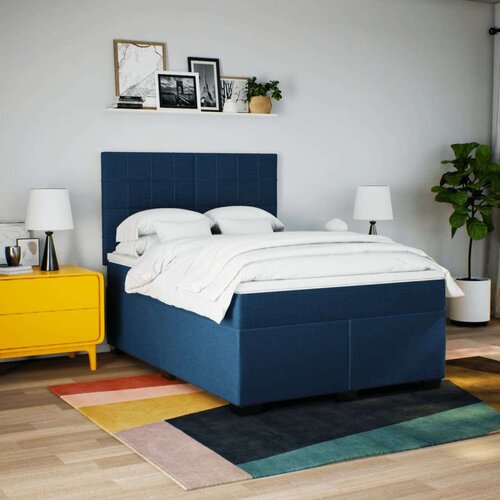 VidaXL Krevet s oprugama i madracem plavi 140x200 cm od tkanine Slike