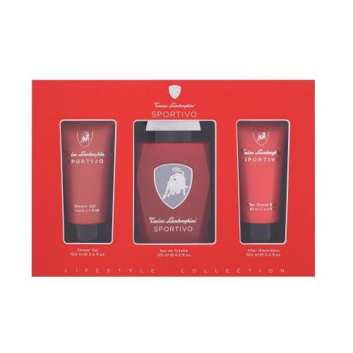 Lamborghini Sportivo Set toaletna voda 125 ml + gel za prhanje 100 ml + balzam po britju 100 ml za mo&scaron;ke Cene