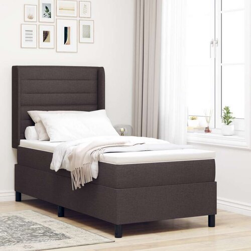 Box Spring postelja z vzmetnico temno rjava 100x200 cm tkanina, (22051201) Cene