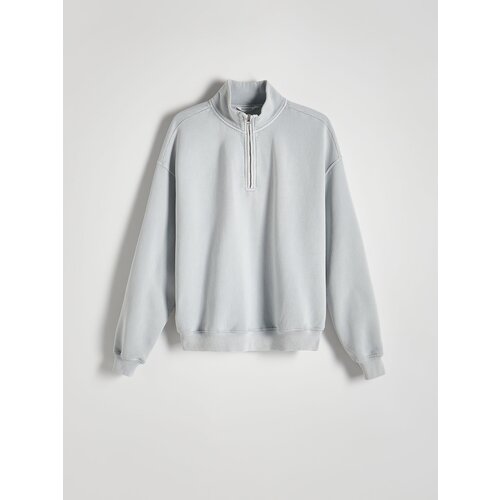 Reserved - Majica isprana izgleda s kapuljačom i patentnim zatvaračem - light grey Cijene