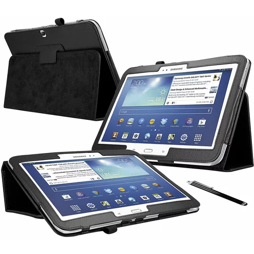  Ovitek / etui / zaščita za Samsung Galaxy Tab 3 10.1 - črni (+ zaščitna folija in pisalo)