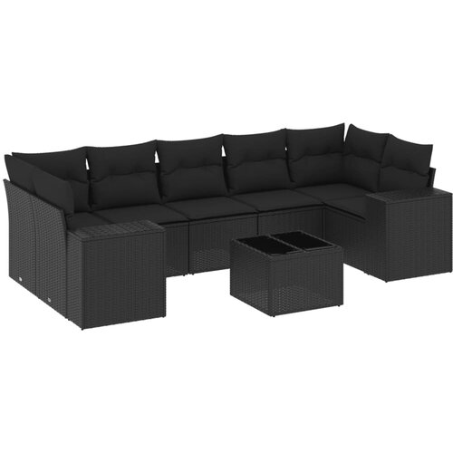 Maison Chic Seti vrtnega pohištva - Vrtna garnitura - Vrtni pohištvo set 8-delna z blazinami črn poli ratan, (21800075) Cene