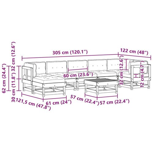  Set lounge namje&amp;scaron;taja za vrt ARAKIL 8 pcs Vo&amp;scaron;tanosmeđa Slike