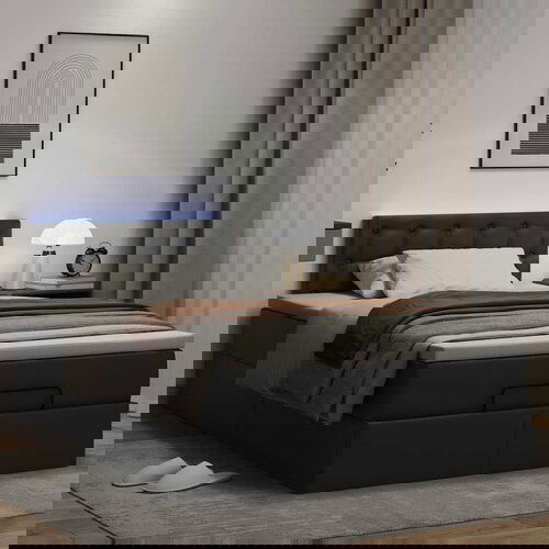 vidaXL Otomanski okvir kreveta s madracem crni 120x200cm umjetna koža Cijene