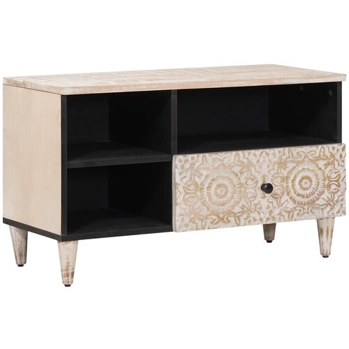 TV ormar s ladicama Bijelo 80 x 33,5 x 46 cm Čvrsto drvo manga Cene