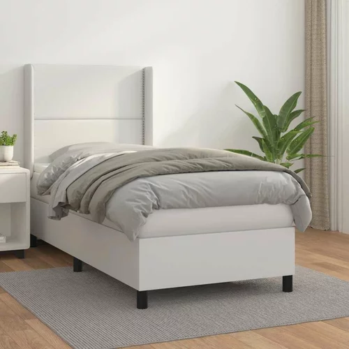  Box spring postelja z vzmetnico bela 90x200 cm umetno usnje, (20900514)