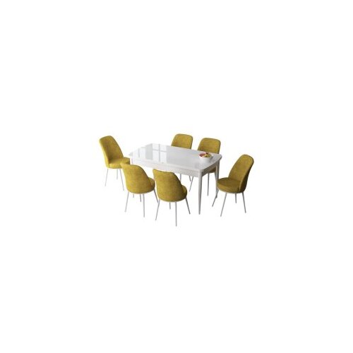 Hanah home set trpezarijski sto i 6 stolica zen white mustard Cene