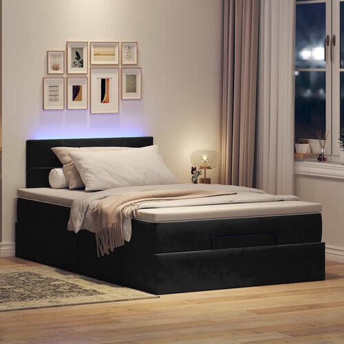 VidaXL Otomanski krevet s madracem&amp;amp;LED crni 120x200cm bar&amp;scaron;unasti Slike